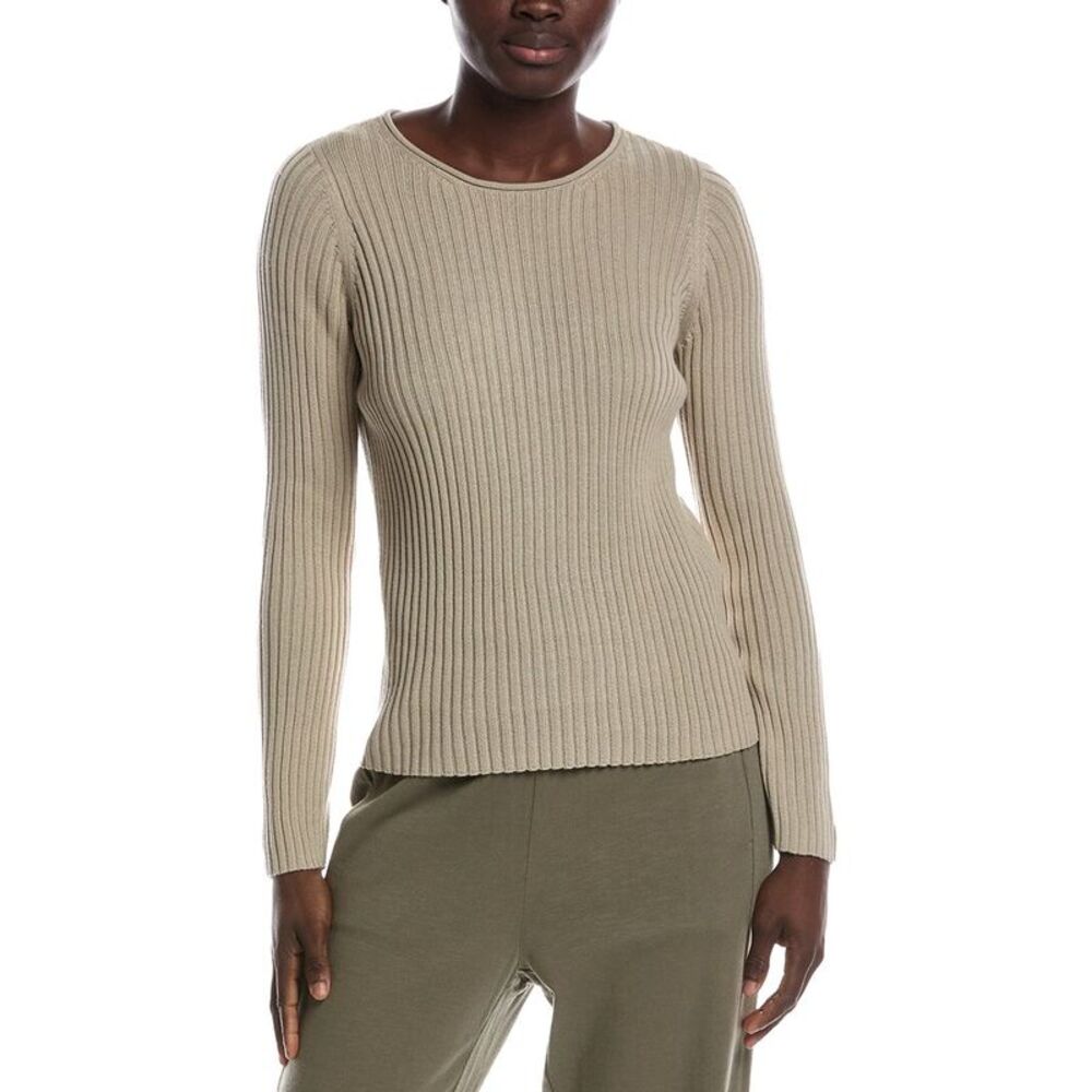 Eileen Fisher Womens Jewel Neck Sweater, Brown